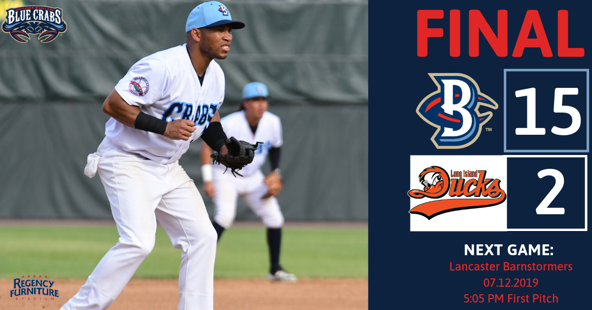 Blue Crabs End First Half With Emphatic 15-2 Victory